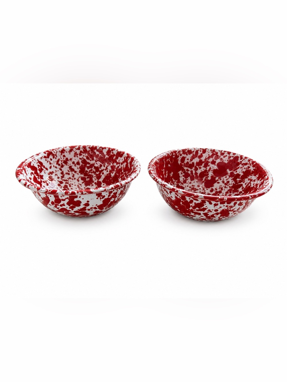 Crow Canyon Home marble Enamelware salad cereal Bowls - sets of 2  red black